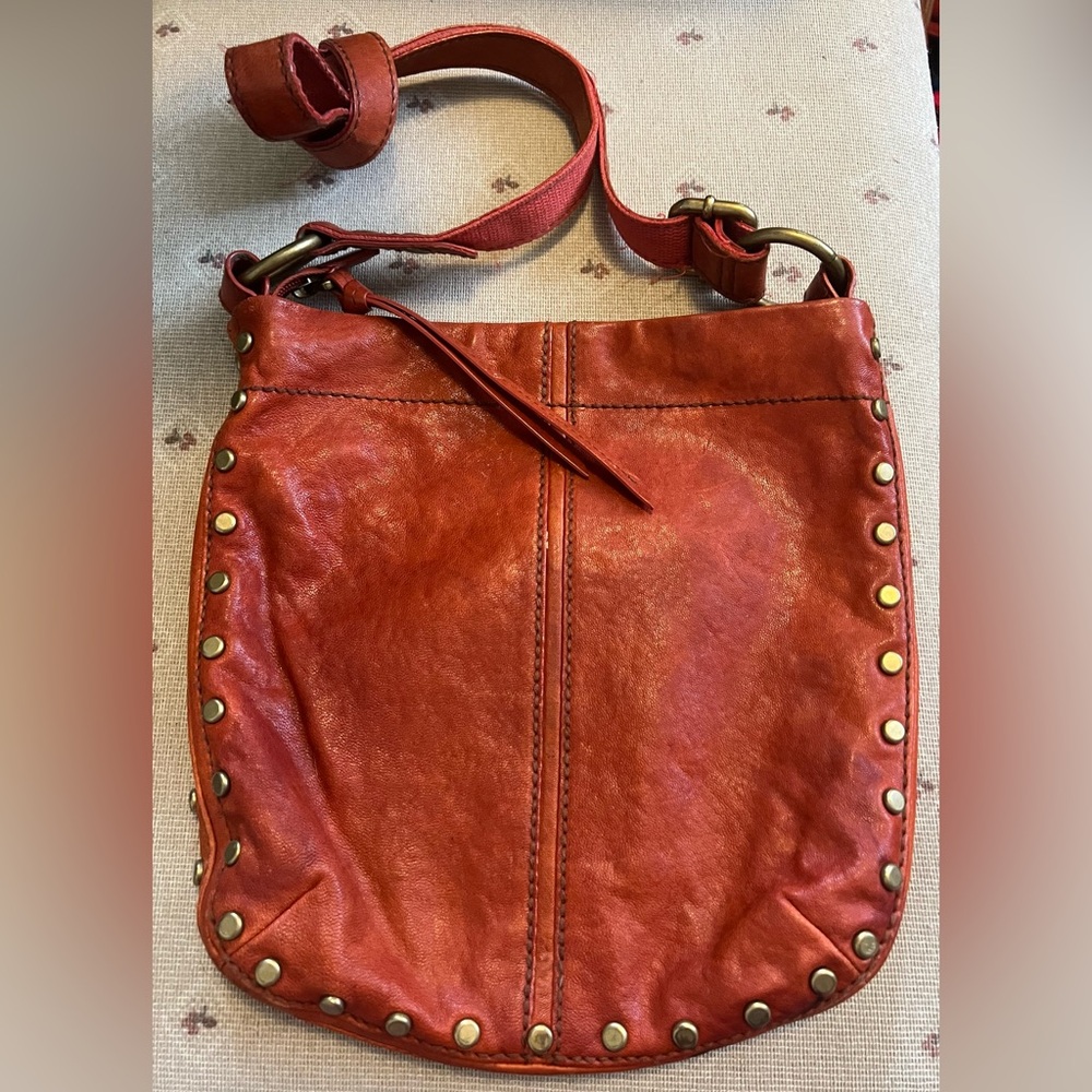 Fossil burnt orange studded crossbody bag